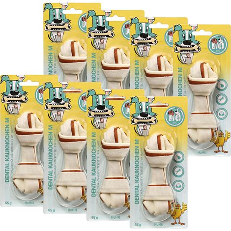 Lov&Ed Kauknochen Huhn, M - Mit Dental-Effekt, 8x 65g (1/2)