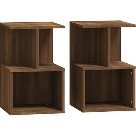 Set di 2 comodini con ripiani 35 x 35 x 55 cm in legno ingegnerizzato marrone DEC035828