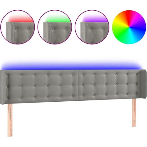 Maison Exclusive - Cabecero con LED de terciopelo gris claro 183x (1/5)