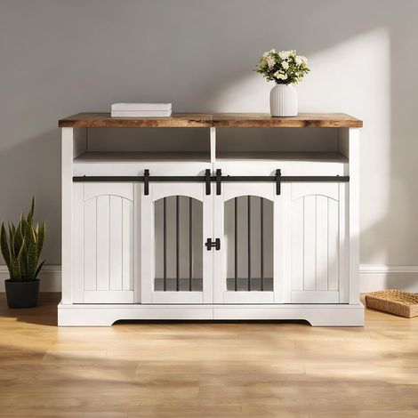 Cage pour chien en bois MDF avec table vintage et porte (1/5)