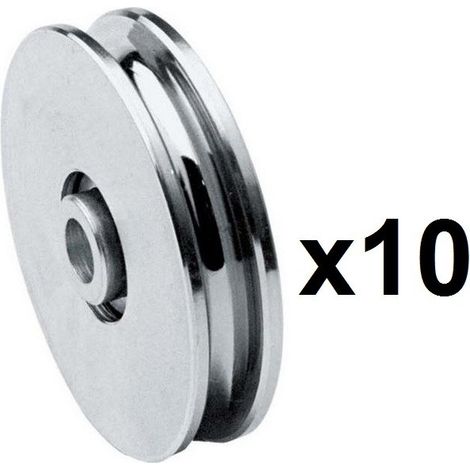Lot de 10 roues gorge U 10mm – Acier – Ø45mm – Charge max 196kg pour portes de garage et basculantes – Estebro