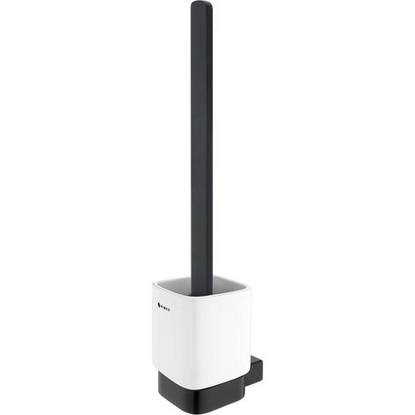 Nimco Kibo - Wandhängende Toilettenbürste mit Halter, Keramik weiß/schwarz matt Ki-14094KN-HR-90