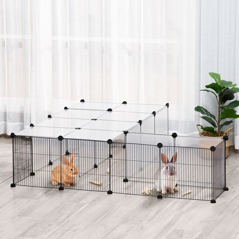 Parc Animaux 27 Panneaux Forme Personnalisable Cochons Inde Lapins Chinchillas Transparent Compagnie 140x70x70cm (1/4)