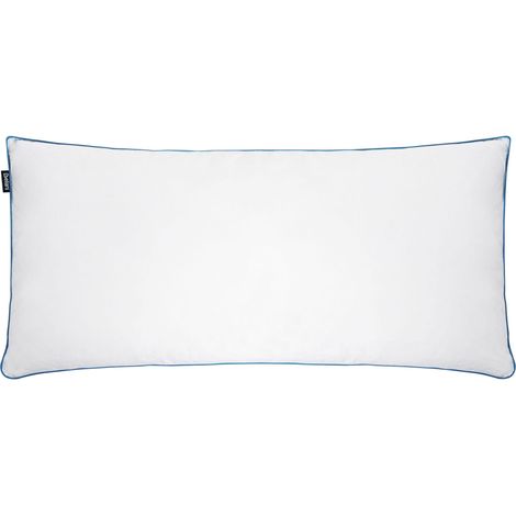 Oreiller Bas Rembourré en Plumes et Duvet de Canard 40 x 80 cm Housse en Coton Blanc Aneto