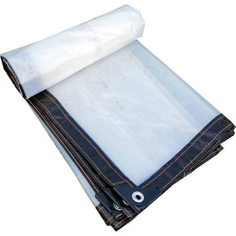 Bâche transparente robuste et imperméable de 4x4 mètres avec œillets antirouille pour piscine Bâche résistante aux UV pour tentes, bateaux, caravanes ou caravanes. (1/5)