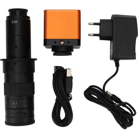 Caméra microscope industrielle HDMI 34MP USB numérique avec objectif 180x, alimentation 100-240V prise UE, pour inspection précise (1/5)