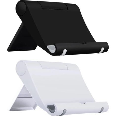 Lot de 2 supports de téléphone de bureau réglables et pliables, noir et blanc, compatibles avec les smartphones (1/5)