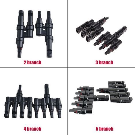 Adaptateur T en Y à 3 Branches pour Panneaux Solaires Connecteurs MC4 Étanche Adaptateur de Raccordement Photovoltaïque- (1/5)