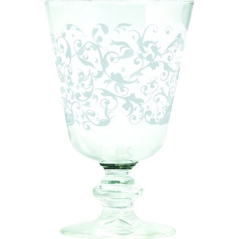 Excelsa 60826 Domus Set 6 Calici Vino, Vetro, Decorazioni Bianche