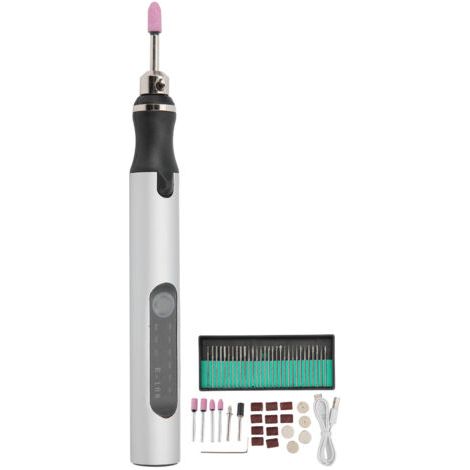 RHG Jeffergarden Micro graveur électrique stylo Mini bricolage Vibro gravure trousse à outils accessoires de retrait d'ongles argent (1/5)