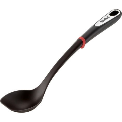 1 Cuillère de service, Acier inoxydable, Bord plat, Anneau silicone, Résistant 230°C, Pour casserole et poêle (1/5)