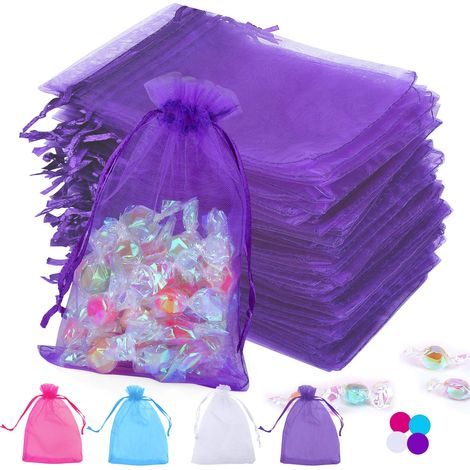 Sachet Organza - Blanc Transparent - Fermeture À Cordon - 10 x 12 cm - Pour Dragées Cadeaux Mariage Noël Bijoux Savons - 100 Pièces (1/5)