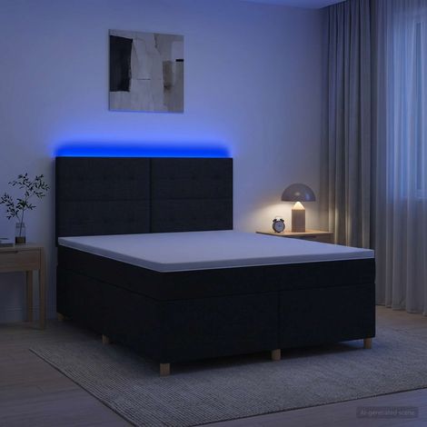Cama box spring con colchón Negro 180 x 200 cm Tela (1/5)