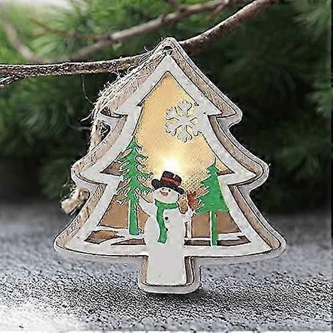 Décorations en bois pour sapin de Noël, décorations de rennes pour sapin de Noël, 2 décorations de Noël en bois (sapin de Noël) (1/5)