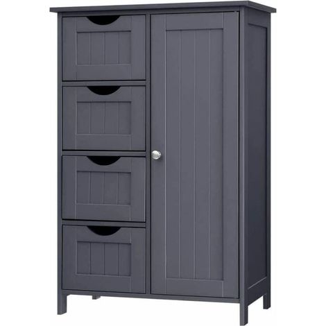 CALICOSY - Petite commode 4 tiroirs et 1 porte bleu foncé - L55 cm (1/10)