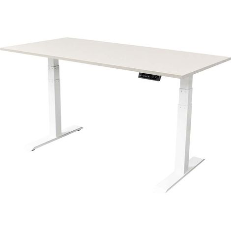 Escritorio regulable eléctricamente - 180x80 cm - Motor doble - Blanco (1/5)