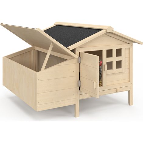 Idmarket – Poulailler sur pilotis XXL pour 3 à 5 poules – Structure en bois de pin Canadien – Toit waterproof bitumé – Rampe d'accès et tiroir de déjection