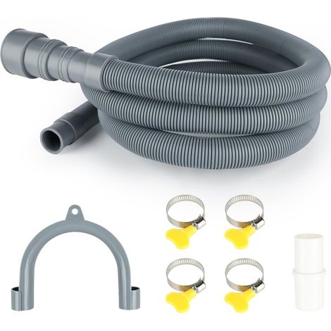 Tuyau d'évacuation pour machine à laver de 2 m comprenant 1 support d'arc en U, 4 colliers de serrage universels, lave vaisselle universelle, tuyau d'évacuation, kits d'extension, lave-linge flexible (1/5)