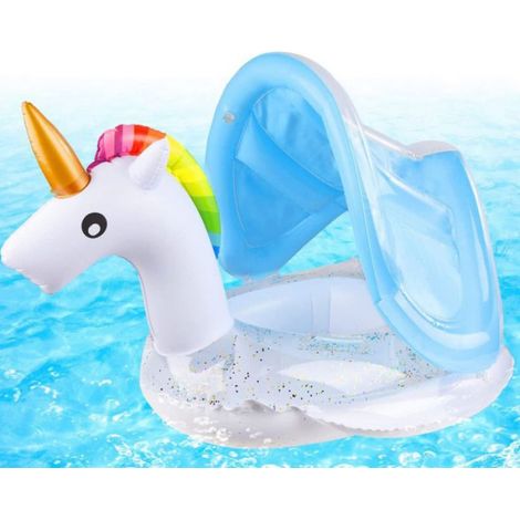 Bouée de natation pour bébé licorne avec protection solaire, entraîneur de natation, siège de natation (1/4)