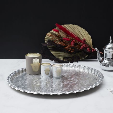 Plateau - HOME DECO FACTORY - Décoratif - Argenté - D47,5 cm (1/2)