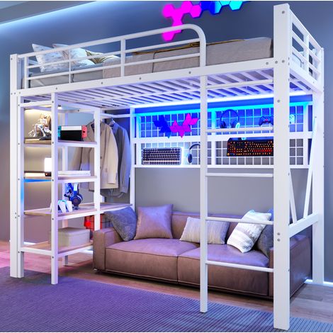 struttura letto 90x200 con LED e appendiabiti HAVRYA (1/5)