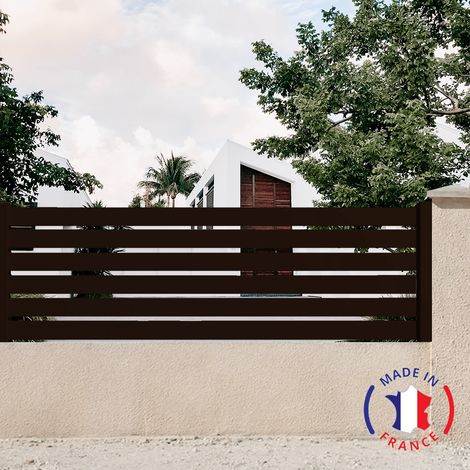 Packit – Clôture aluminium ajourée 6 lames – Dimensions L.2107mm x H.675mm – Couleur marron RAL 1247 – Résistante aux UV et intempéries (1/2)