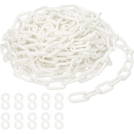 Catena a maglie in plastica bianca, 10 m, 6 mm, per barriere, parcheggi, recinzioni, cancelli e decorazioni. (1/5)