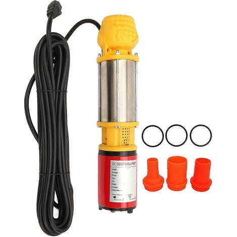Pompe submersible solaire 24V 300W, débit 5m³/h, hauteur de refoulement 12m, pour arrosage et irrigation, moteur DC haute performance. (1/5)