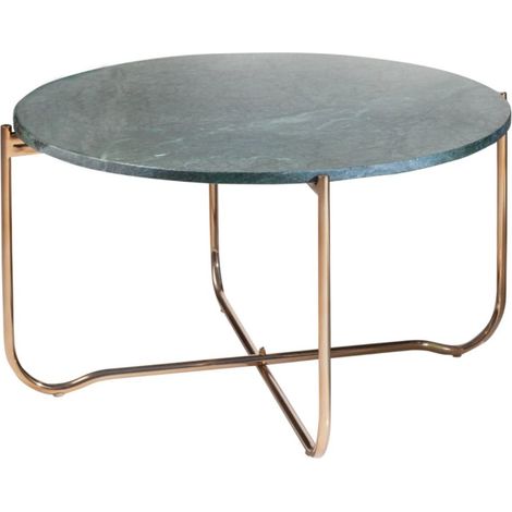 Tavolino basso rotondo VINTORA in marmo verde e metallo dorato – tavolino dal design moderno chic