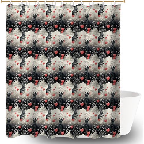 Rideau de douche tissu polyester 180x180 avec 12 œillets rideau imperméable pour salle de bain (1/5)