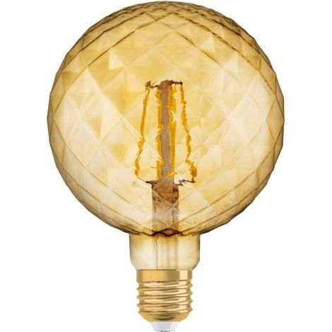 Vintage LED-Glühbirne von 1906 mit Glühfaden, Kugelform, Tannenzapfen-Bernstein-Gold, E27, 2500K Warmweiß, 4W, energieeffiziente dekorative Beleuchtung (1/3)