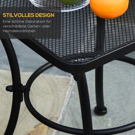 Table basse de jardin métal noir 45x45x50 cm, rectangulaire, résistante aux intempéries, style treillis, pour balcon, camping, salon, bureau, extérieur et intérieur (1/4)