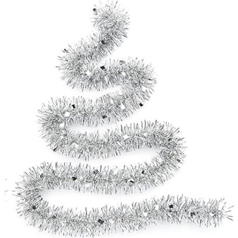 Guirlande Tinsel - 10 M - 9 Cm Largeur - Décoration Sapin Noël Intérieur Extérieur - Rouge Avec Flocons De Neige