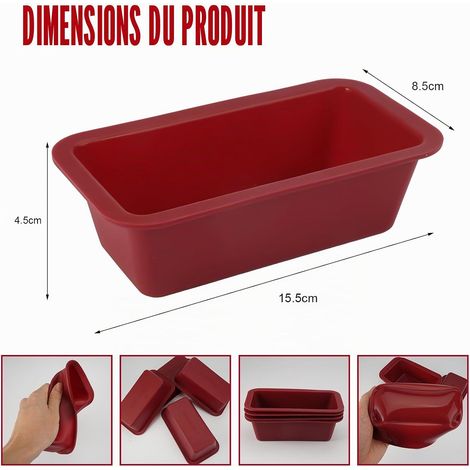 4 Pièces Moule Cake Silicone Rectangulaire 15.5 x 8.5 x 4.5cm Moule à Cake Silicone Petit Moule a Cake à Revêtement Antiadhésif pour le Pain,les Toasts,les Snacks et Bien Plus Encore (1/5)