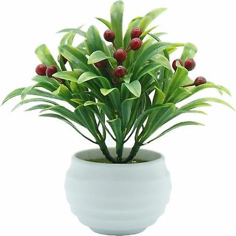 Décoration de meubles pour salon, jardin, bureau, baies artificielles, bonsaï en potrouge (1/3)