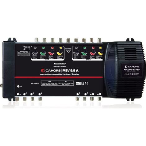 Multiswitch - CAHORS - MSV 9.8 A - 9 entrées / 8 sorties - Compatible LNB QUADS - Télé-alimentation 12V/100mA