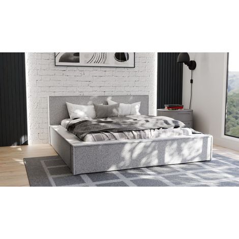 Polsterbett Doppelbett ALDANA 120x200cm Komplettset in Stoff Puente Beige