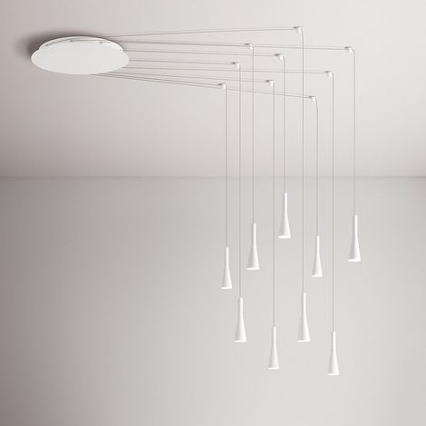 Lampadario a sospensione CONE Bianco opaco 9x7W 3000K Perenz (1/4)