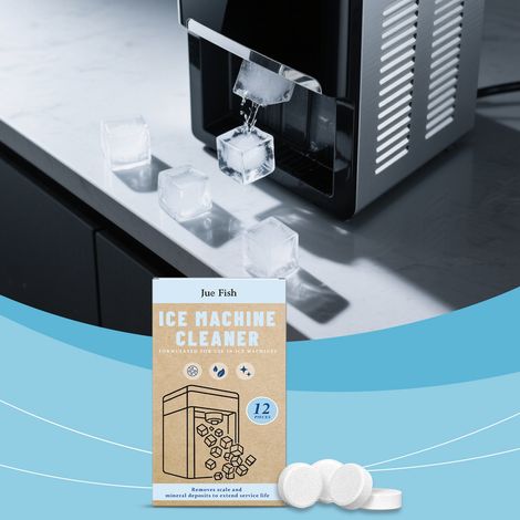 Ice maker cleaning tablets for home use, deep cleaning, descaling, deodorizing, and maintaining ice maker surfaces -- 12 pieces (1/5)