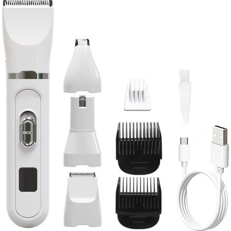 Kit de toilettage 4 en 1 pour chiens, tondeuse silencieuse pour pattes, tondeuse sans fil pour petits chiens, tondeuse électrique pour petits chiens