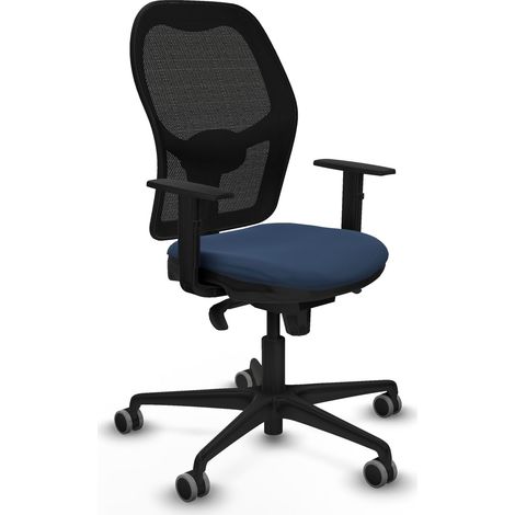 Jorquera sincro malla negra similpiel azul marino brazos 1D base nailon ruedas 65mm engomada (1/5)