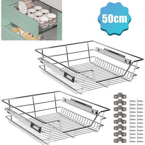 SWANEW 4X Cassetti Telescopici Cassetto Cucina Cestino Estraibile argento 50CM (1/5)
