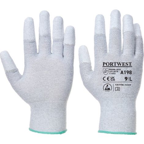 Guante Antiestático con Puntas Recubiertas de PU / Gris / XXL