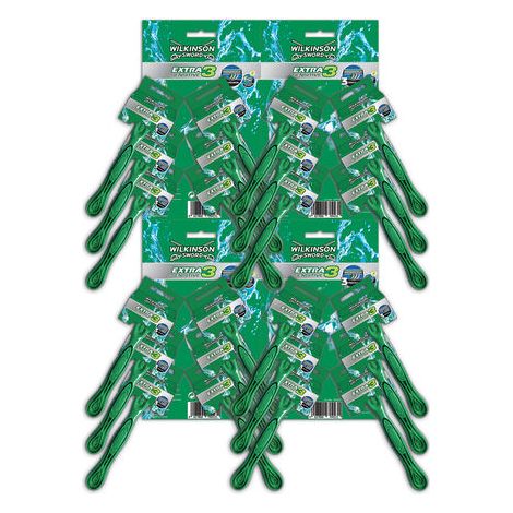 Wilkinson, modelo IN-AW-WLKXTR3, Máquina de afeitar Extra 3, 24 unidades, ideal para un afeitado cómodo y preciso, herramienta de alta calidad para cuidado personal