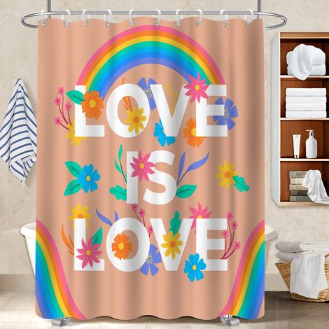 Rideau de bain imprimé polyester 180x180 montage sans perçage protection douche pour idéal location saisonnière (1/5)