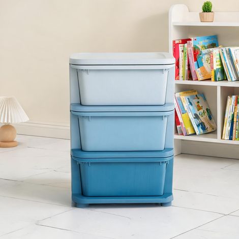 Tour de rangement enfant 3 tiroirs polypropylène bleue azul en PP (1/5)