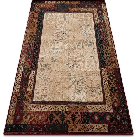 Tappeto di lana OMEGA LUMENA etnico vintage rubino chiaro beige 200x300 cm