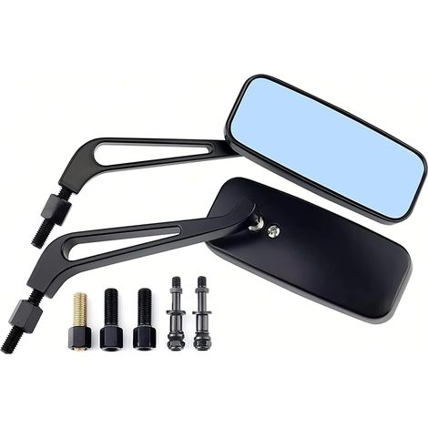 M8 M10 moto Rectangle rétroviseur guidon aile rétroviseur pour Bobber Sportster XL883 1200 48 Dyna Street Glide Softail Rock King Rocker, Noir pour Harley (1/5)