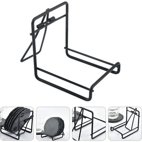 Metal coaster holder holds up to 8 coasters upright - Can be removed - Fits round or square drink mats