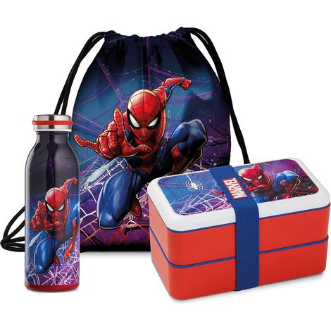 Marvel Spider Man set scuola lunch box sacca e bottiglia